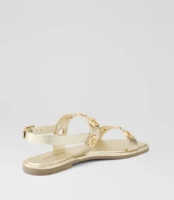 Women DIANA FERRARI Flats|Sandals-Todri Gold Leather Sandals