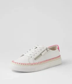 Women DIANA FERRARI Sneakers-Toldu White Fuchsia Leather Patent Sneakers