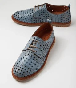 Women COLORADO Comfort|Flats-Toretta Blue Leather Lace Up Flats