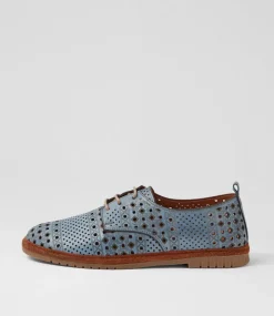 Women COLORADO Comfort|Flats-Toretta Blue Leather Lace Up Flats