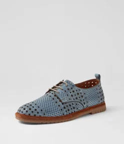 Women COLORADO Comfort|Flats-Toretta Blue Leather Lace Up Flats