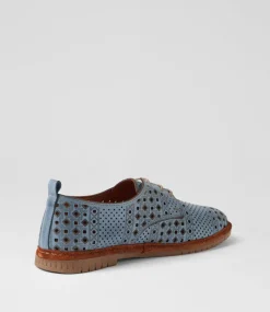 Women COLORADO Comfort|Flats-Toretta Blue Leather Lace Up Flats