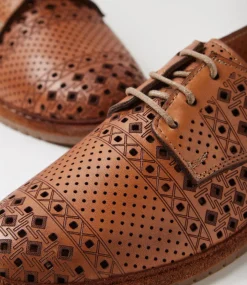 Women COLORADO Flats-Toretta Tan Leather Lace Up Flats
