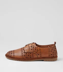 Women COLORADO Flats-Toretta Tan Leather Lace Up Flats