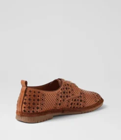 Women COLORADO Flats-Toretta Tan Leather Lace Up Flats
