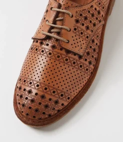 Women COLORADO Flats-Toretta Tan Leather Lace Up Flats