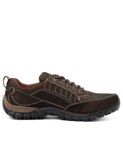 COLORADO Casuals-Tory Dark Brown Leather Flat Shoes