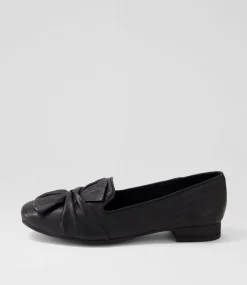 Women DIANA FERRARI Flats-Toskena Black Leather Ballet Flats