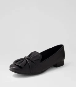 Women DIANA FERRARI Flats-Toskena Black Leather Ballet Flats