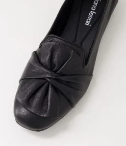 Women DIANA FERRARI Flats-Toskena Black Leather Ballet Flats