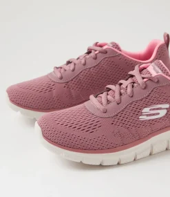 Women SKECHERS Sneakers-Track New Staple Dark Rose Pink Mesh Sneakers
