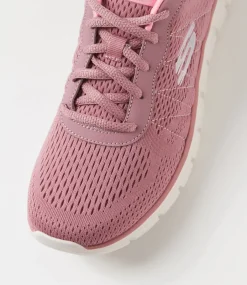 Women SKECHERS Sneakers-Track New Staple Dark Rose Pink Mesh Sneakers