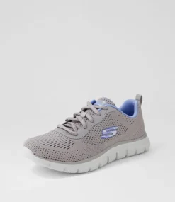 Women SKECHERS Sneakers-Track New Staple Grey Blue Fabric Sneakers
