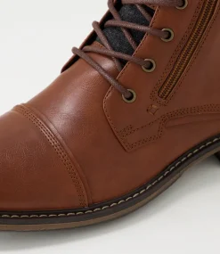 C88 by COLORADO Boots|Casuals-Troy Cognac Lace Up Boots