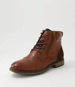C88 by COLORADO Boots|Casuals-Troy Cognac Lace Up Boots
