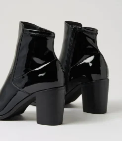 Women TOP END Boots-Tuluv Black Leather Stretch Ankle Boots