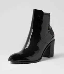 Women TOP END Boots-Tuluv Black Leather Stretch Ankle Boots