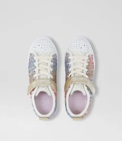 SKECHERS Sport School Shoes-Twinkle Sparks Sequin F Junior Silver Gold Sneakers