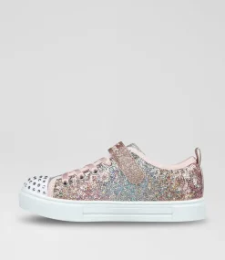 SKECHERS Sport School Shoes-Twinkle Sparks Sequin F Junior Light Pink Multi Fabric Sneakers