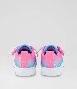 SKECHERS Sport School Shoes-Twinkle Sparks Toddler Pink Purple Blue Canvas Fabric Sneakers