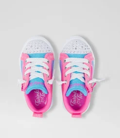 SKECHERS Sport School Shoes-Twinkle Sparks Toddler Pink Purple Blue Canvas Fabric Sneakers