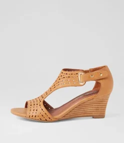 Women ISABELLA ROSSI Heels|Sandals-Udola Tan Leather Sandals