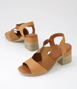 Women DIANA FERRARI Heels|Sandals-Ugani Tan Leather Sandals