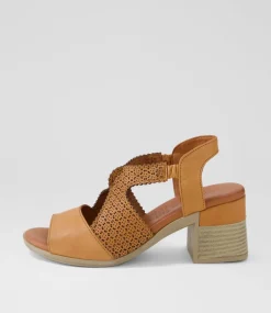 Women DIANA FERRARI Heels|Sandals-Ugani Tan Leather Sandals