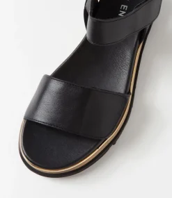 Women TOP END Wedges|Sandals-Ulissa Black Leather Sandals