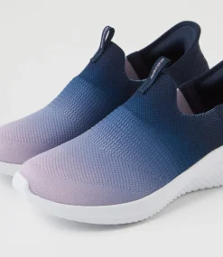 Women SKECHERS Sneakers-Ultra Flex 3 Beauty Blend Navy Lavender Mesh Sneakers