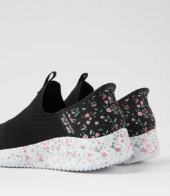 Women SKECHERS Sneakers-Ultra Flex 3 Bloom On Black Multi Mesh Sneakers