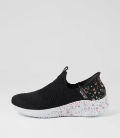 Women SKECHERS Sneakers-Ultra Flex 3 Bloom On Black Multi Mesh Sneakers