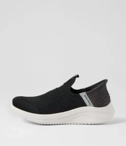SKECHERS Sport School Shoes-Ultra Flex 3 Jnr Black White Mesh Sneakers