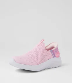 SKECHERS Sport School Shoes-Ultra Flex 3 Jnr Light Pink Mesh Sneakers
