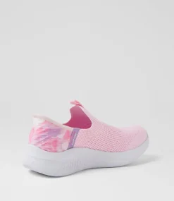 SKECHERS Sport School Shoes-Ultra Flex 3 Jnr Light Pink Mesh Sneakers