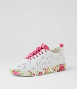 Women I LOVE BILLY Flats-Ulupna White Fuchsia Rose Flat Shoes