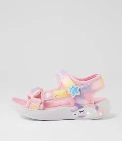 SKECHERS Sport School Shoes-Unicorn Dream Sandal Jnr Light Pink Multi Fabric Sneakers