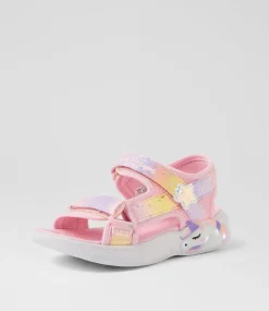 SKECHERS Sport School Shoes-Unicorn Dream Sandal Jnr Light Pink Multi Fabric Sneakers