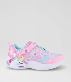SKECHERS Sport School Shoes-Unicorn Dreams Junior Pink Turquoise Sneakers