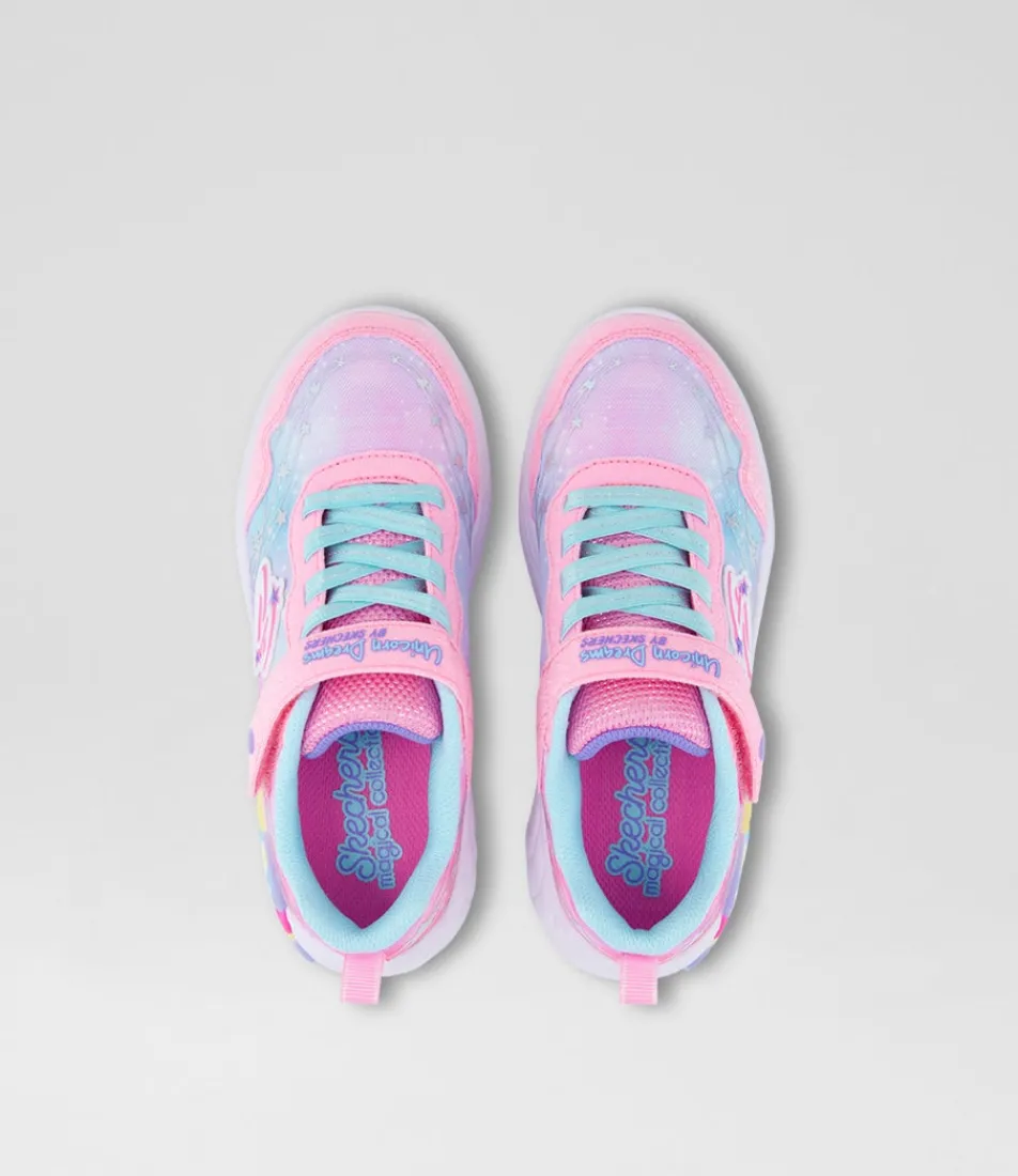 SKECHERS Sport School Shoes-Unicorn Dreams Junior Pink Turquoise Sneakers