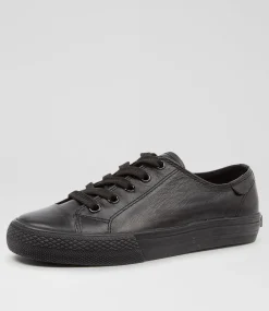 COLORADO Sport School Shoes|Senior School Shoes-Universe Black Leather Sneakers