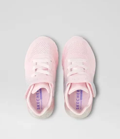SKECHERS Sport School Shoes-Uno Lite Junior Metallic Light Pink Multi Sneakers