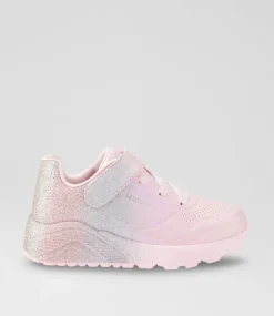 SKECHERS Sport School Shoes-Uno Lite Junior Metallic Light Pink Multi Sneakers