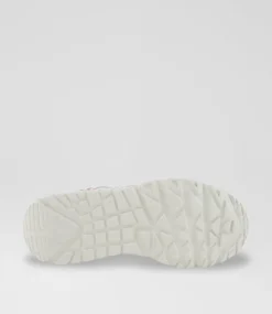 SKECHERS Sport School Shoes-Uno Lite Junior White Silver Gold Fabric Sneakers