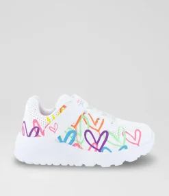 SKECHERS Sport School Shoes-Uno Lite Toddler White Multi Sneakers