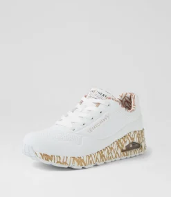 Women SKECHERS Sneakers-Uno White Rose Gold Sneakers