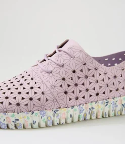 Women I LOVE BILLY Flats-Usho Lavender Butterfly Nubuck Pu Lace Up Flats