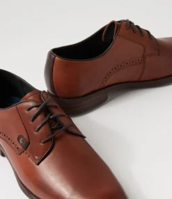 COLORADO Casuals-Valde Cognac Pull Up Leather Lace Up Flats