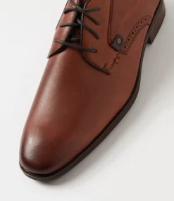 COLORADO Casuals-Valde Cognac Pull Up Leather Lace Up Flats