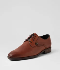 COLORADO Casuals-Valde Cognac Pull Up Leather Lace Up Flats